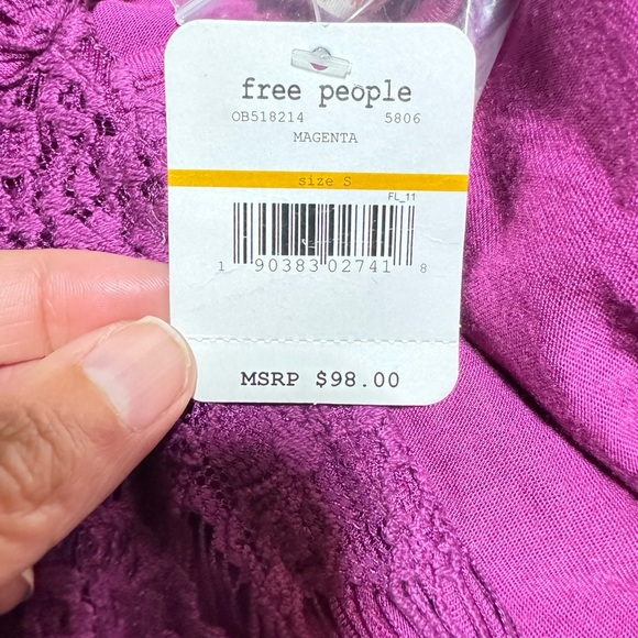 Free People Daydream Lace Minidress in magenta sexy open back dress NWT size S - Picture 6 of 6